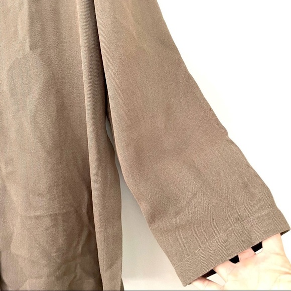 Eileen Fisher 100% Silk Light Brown Mocha Herringbone Button Front Tunic Top S M - Picture 5 of 9